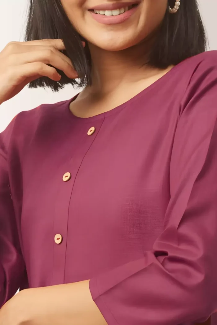 zelzis women pure cotton maroon straight kurti with pocket