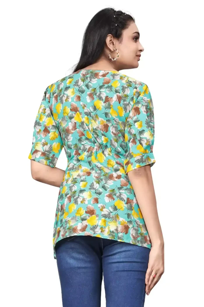 zelzis women crepe caneda floral light green regular tunic tops