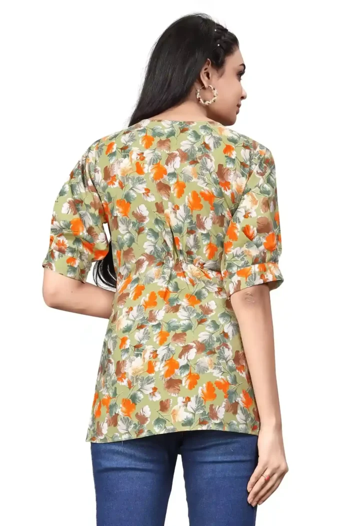 zelzis women crepe caneda floral yellow regular tunic tops