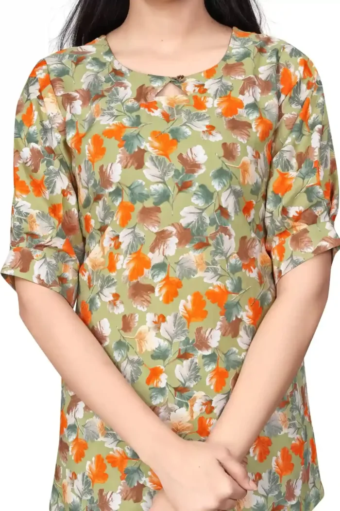 zelzis women crepe caneda floral yellow regular tunic tops