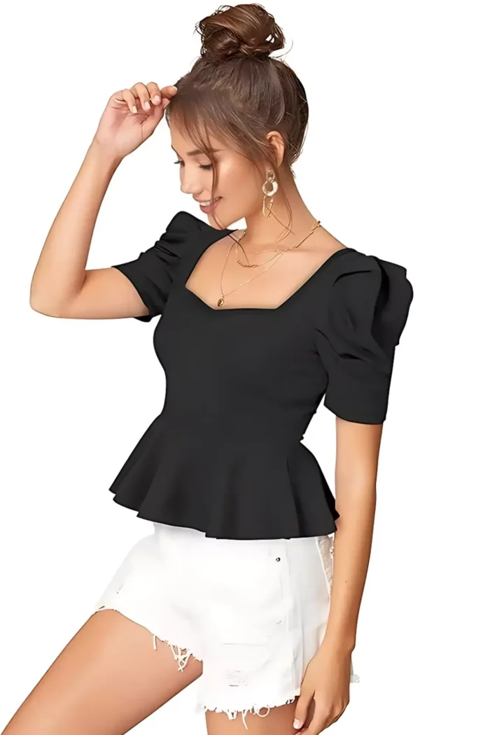 zelzis women polyester office wear black tops