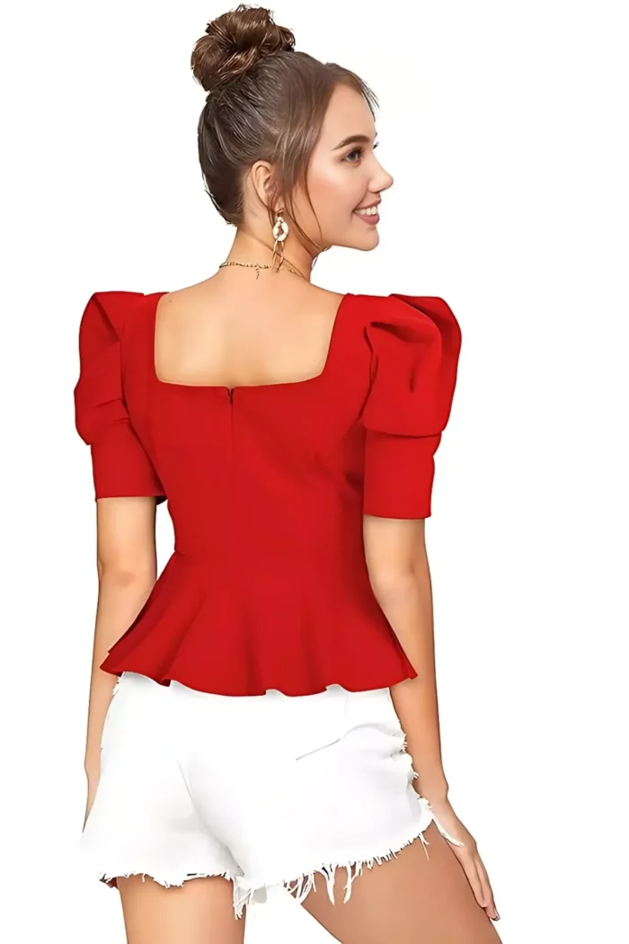 zelzis women polyester office wear red tops