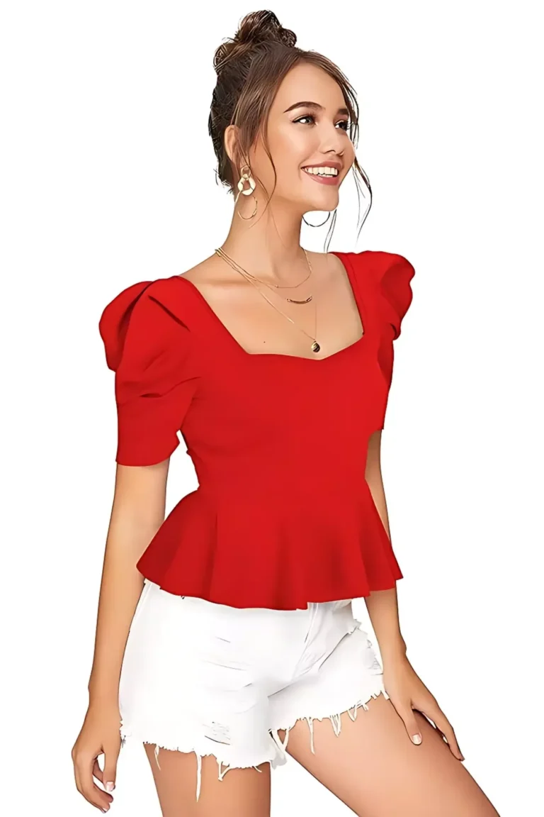 zelzis women polyester office wear red tops