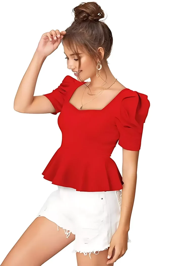 zelzis women polyester office wear red tops