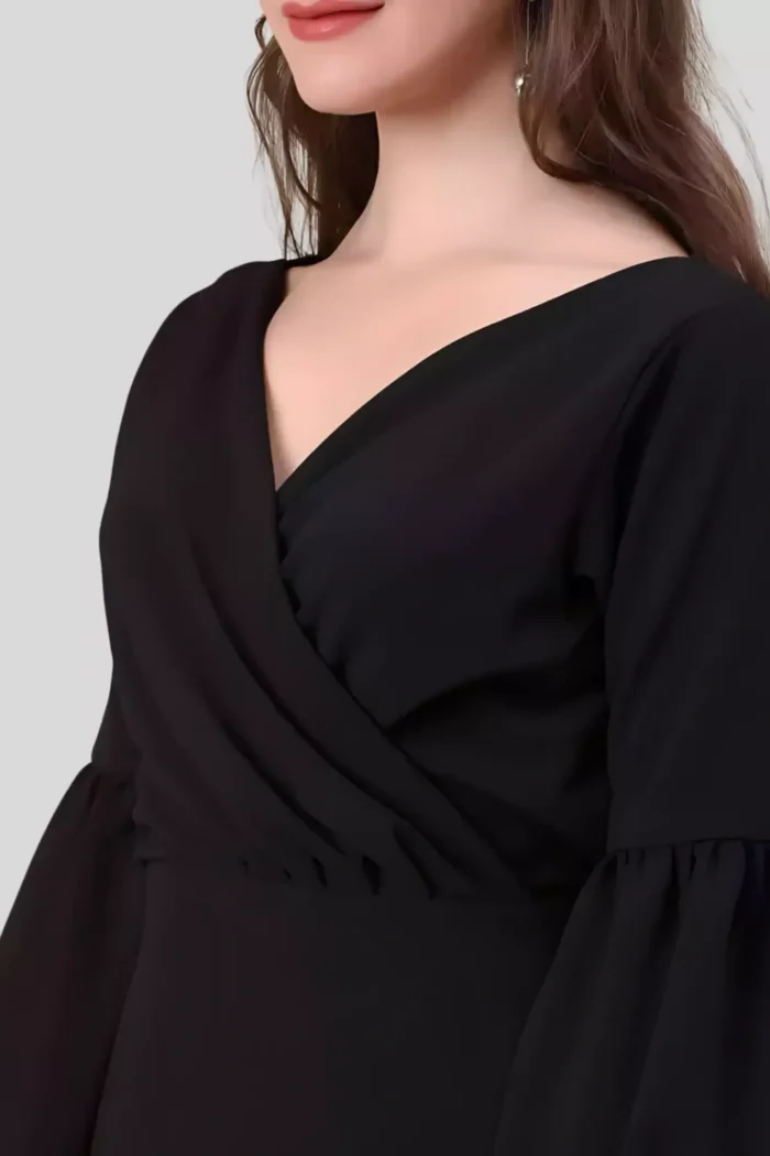 zelzis women polyester party wear black v neck bodycon dress