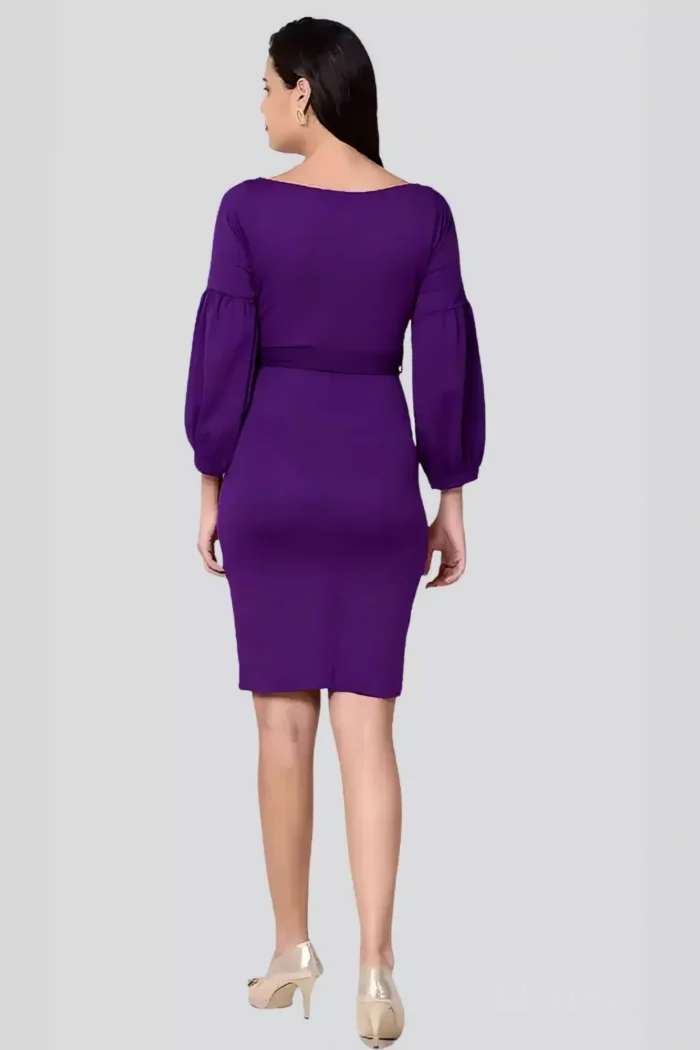 zelzis women polyester party wear purple bodycon dress