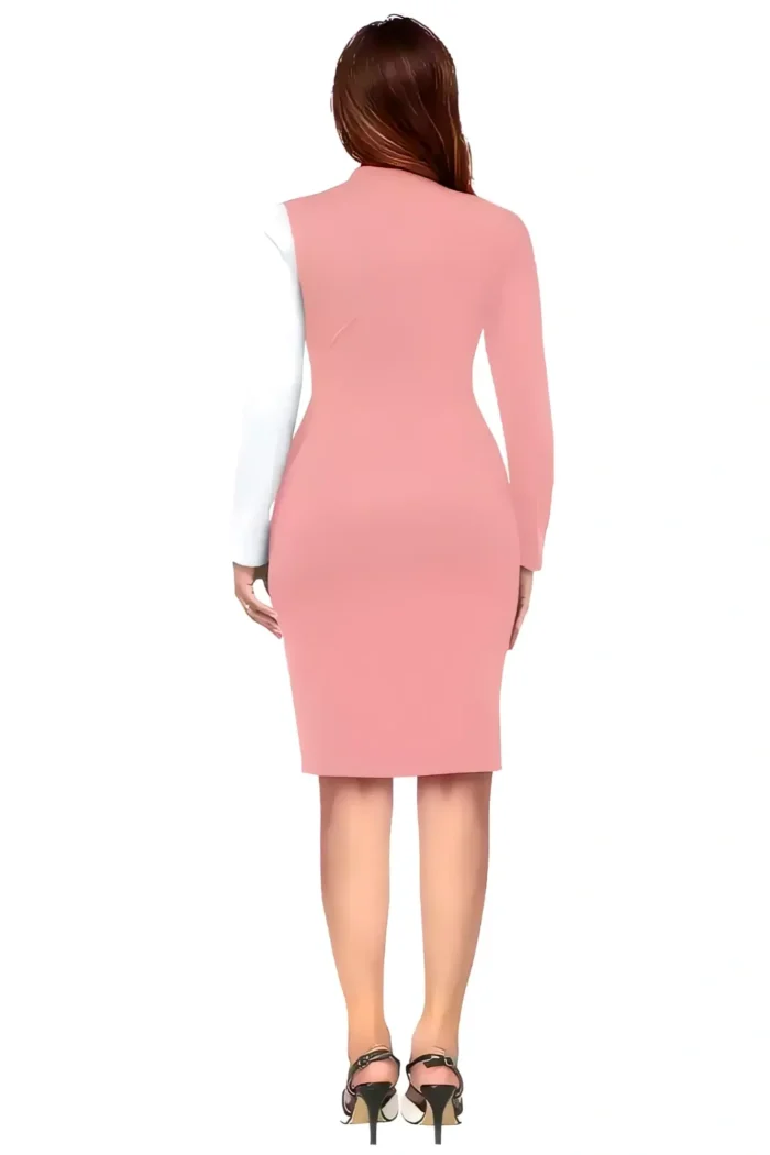 zelzis women polyester colourblock pink bodycon dress