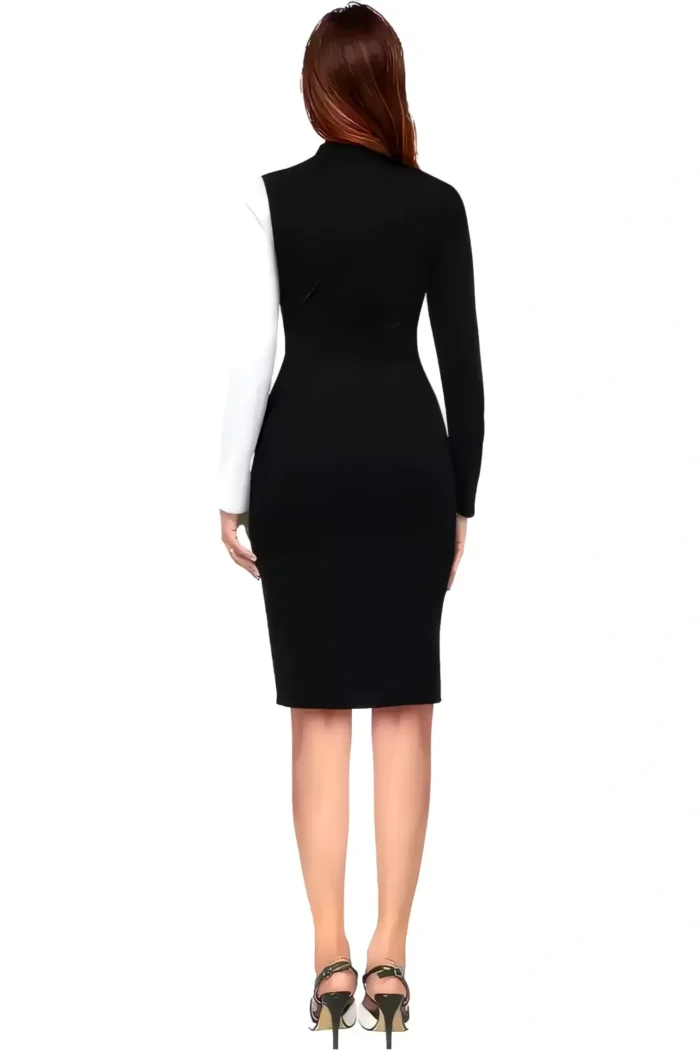 zelzis women polyester colourblock black bodycon dress