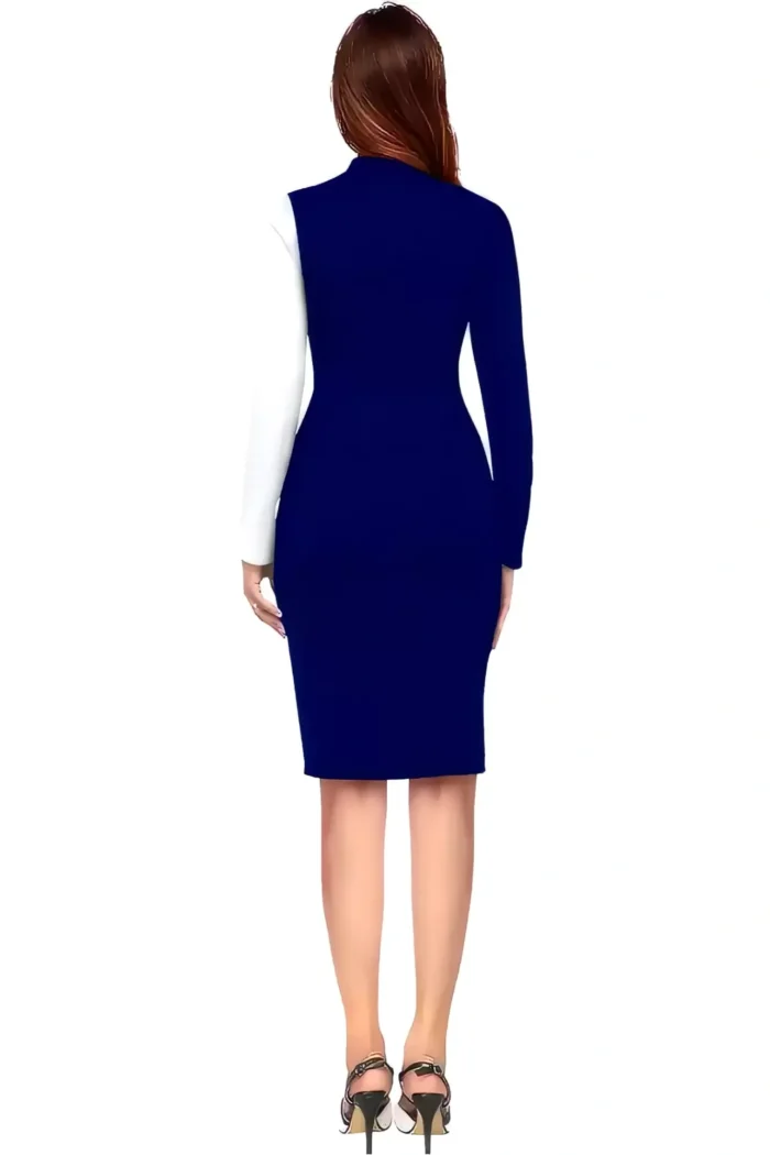 zelzis women polyester colourblock blue bodycon dress