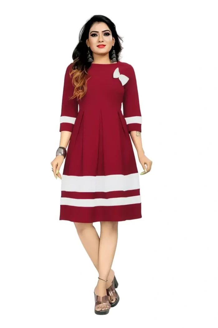zelzis women crepe colourblock red dress with butterfly
