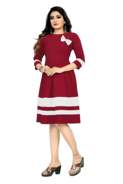 zelzis women crepe colourblock red dress with butterfly