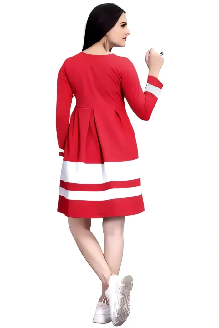 zelzis women crepe red fit & flare dress