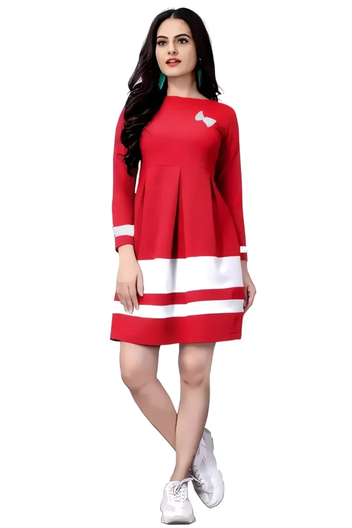 zelzis women crepe red fit & flare dress