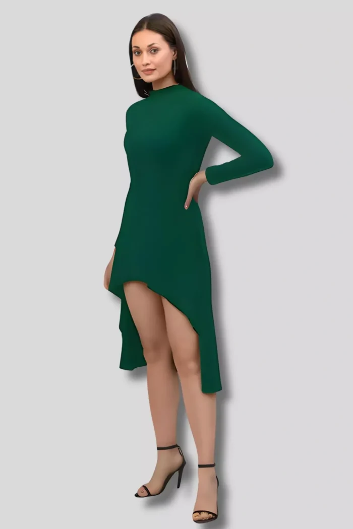 zelzis women polyester green up down bodycon dress
