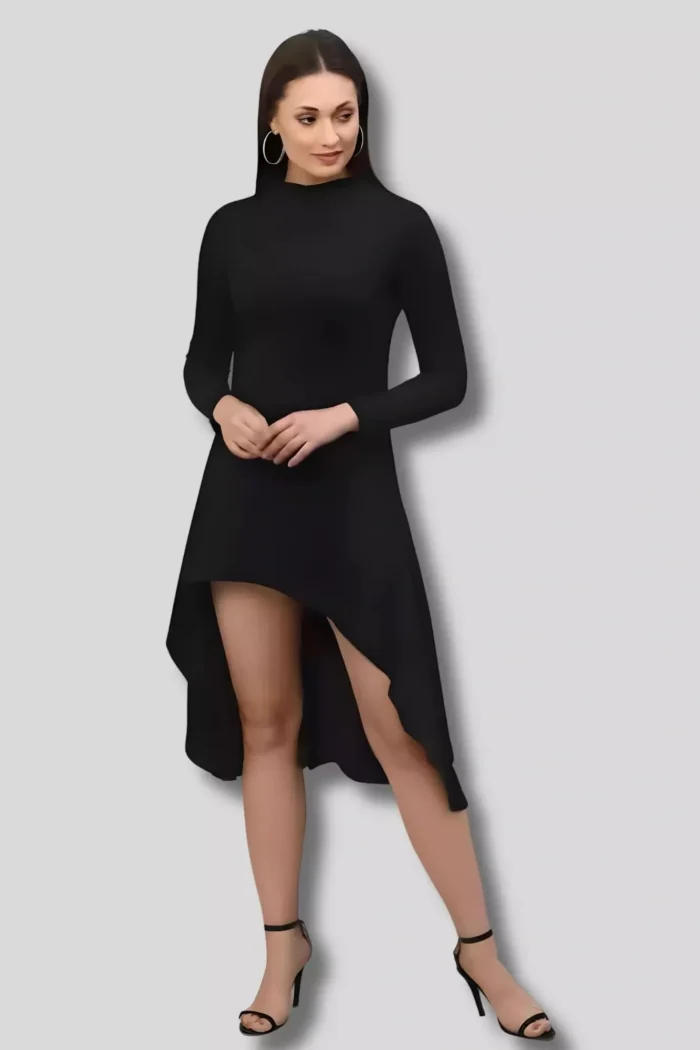 zelzis women polyester black up down bodycon dress