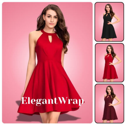 Women Solid Flared Mini Sleeveless Dress