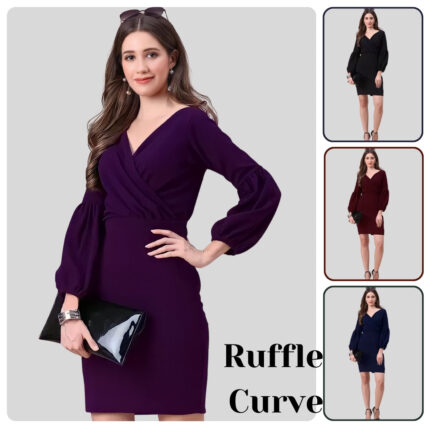 Party Wear V Neck  Polyester Bodycon Dress For Women