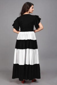 Casual & Party Wear Black Colourblocked Flared Maxi Dress