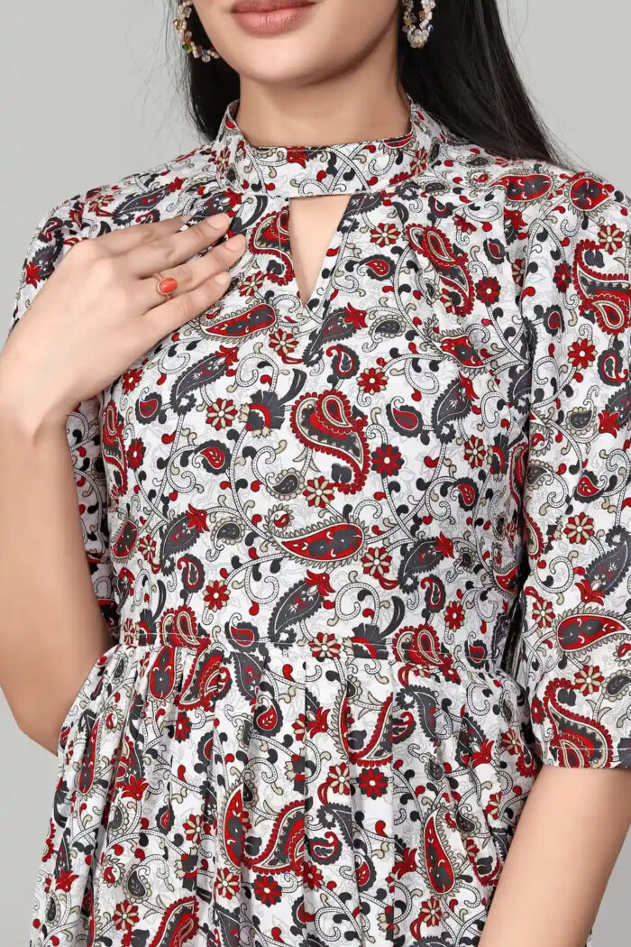 Elegant Red Mango Floral Crepe Tunic for Casual & Party Wear