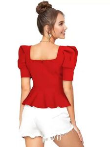 Elegant Red Polyester Top – Casual & Party Wear