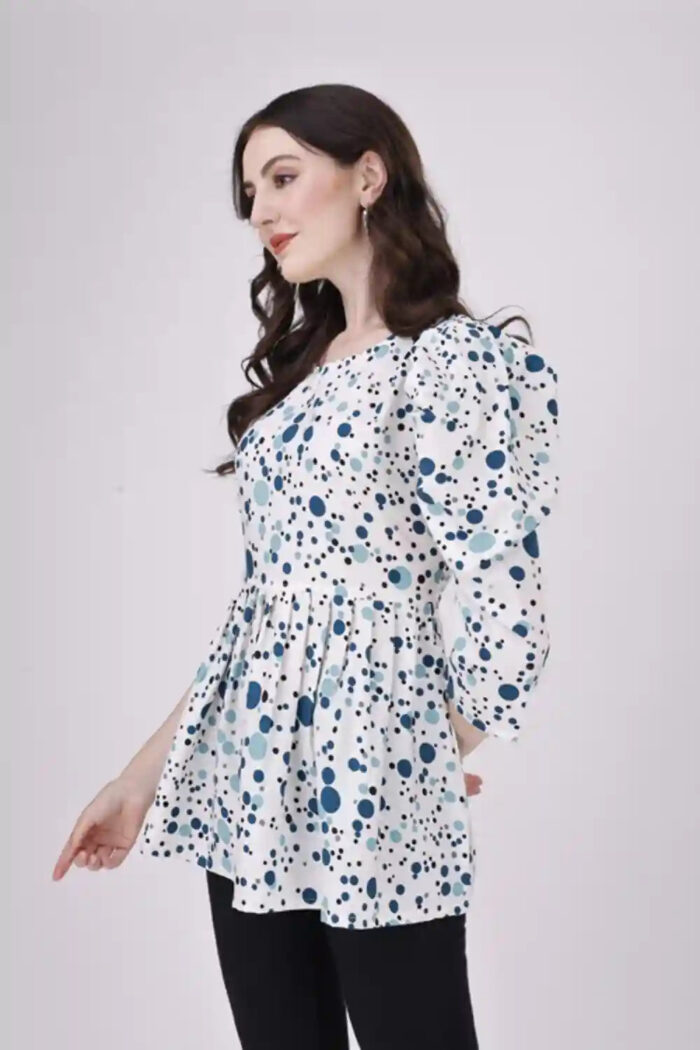 Elegant Sky Blue Tunic for Women – Soft and Comfortable Crepe Fabric