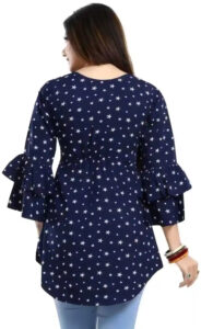 Fashionable Blue Keyhole Neck Tunic – Perfect for Casual & Party Looks