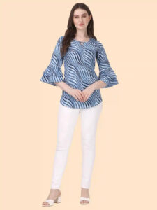 Fashionable Blue Striped Top for Women – Ideal for Day and Night Looks