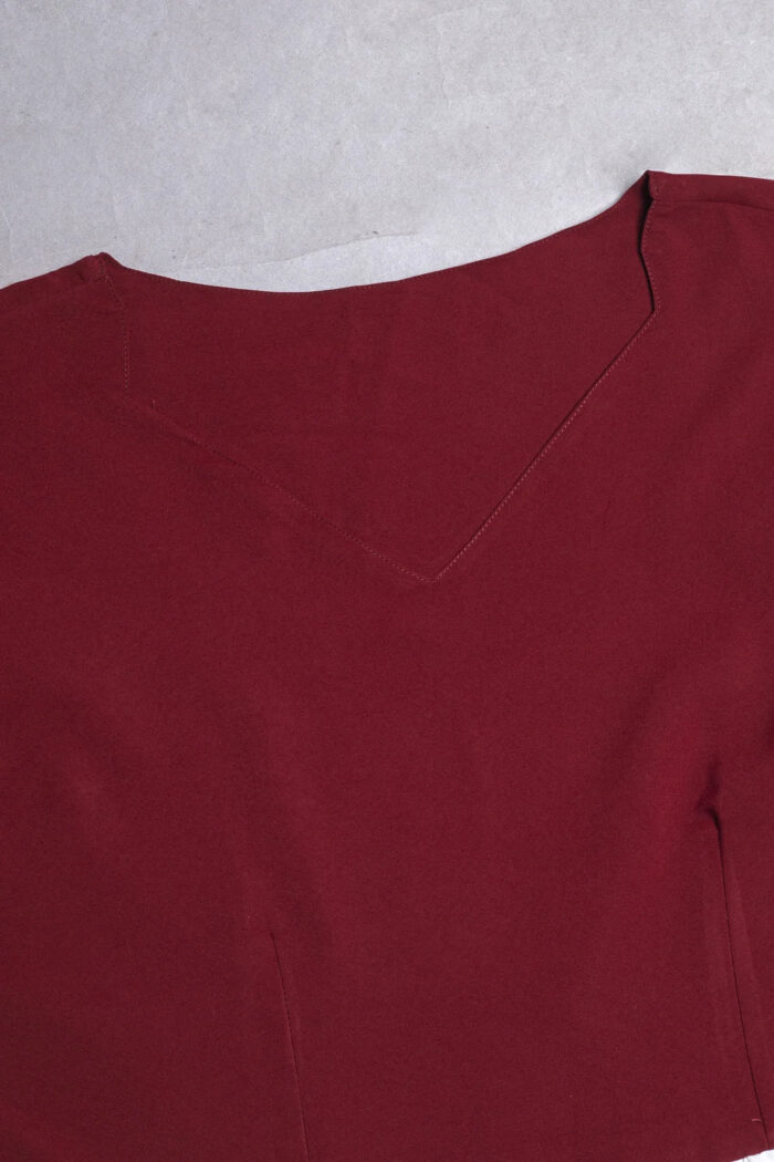 Maroon Colourblocked Flared Sleeve Maxi Dress by ZELZIS for Women