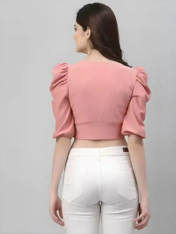 Pink Trendy Short Polyester Crop Tops