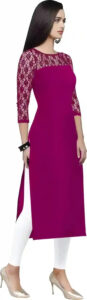 Purple A-line crepe kurtis for women casual and party wear