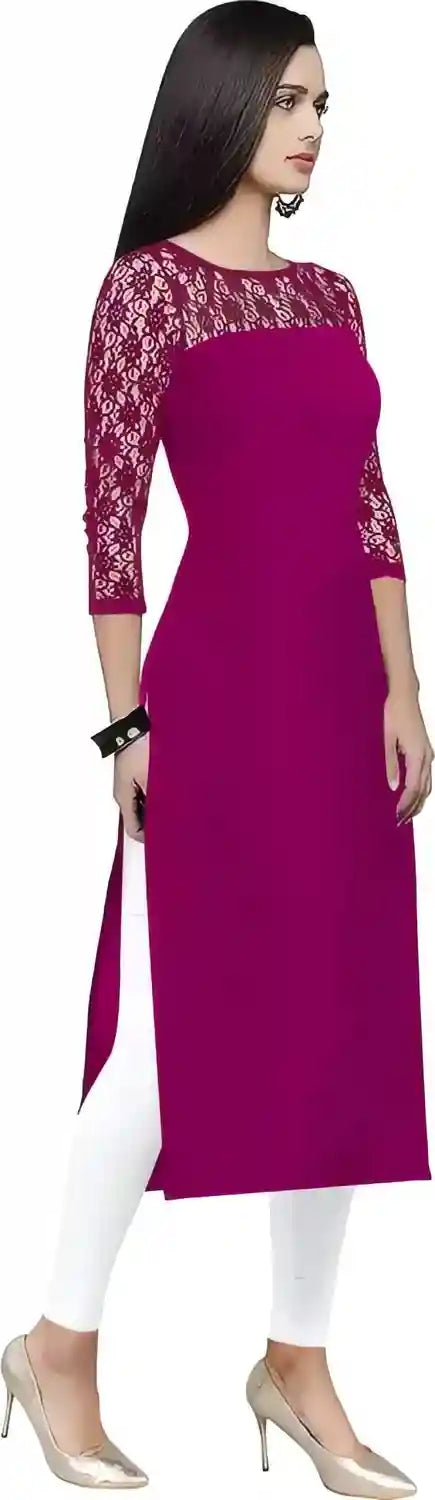 Purple A-line crepe kurtis for women casual and party wear