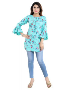 Stylish Crepe Tunic with Bell Sleeves – Casual & Party Wear