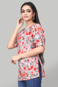 Stylish Pink Floral Tunic – Casual & Party Wear