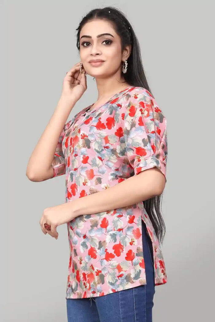Stylish Pink Floral Tunic – Casual & Party Wear