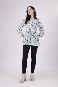 Stylish Sky Blue Tunic with Dot Print – Ideal for All Occasions