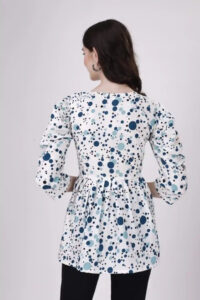 Trendy Sky Blue Round Neck Tunic Top – Perfect for Everyday Wear