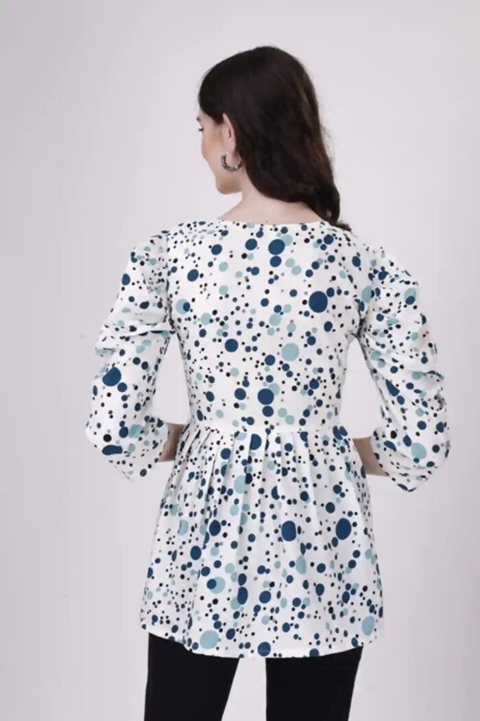 Trendy Sky Blue Round Neck Tunic Top – Perfect for Everyday Wear