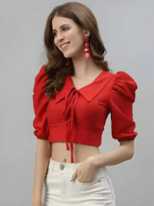 Vibrant Red Short Sleeve Crop Top – A Must-Have Wardrobe Essential