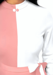 Women's Knee-Length Colourblock Dress with Round Neck by Zelzis