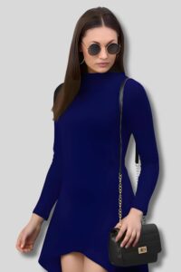 ZELZIS Fashion online Shopping Women Blue Up Down Solid Polyester Bodycon Dresses