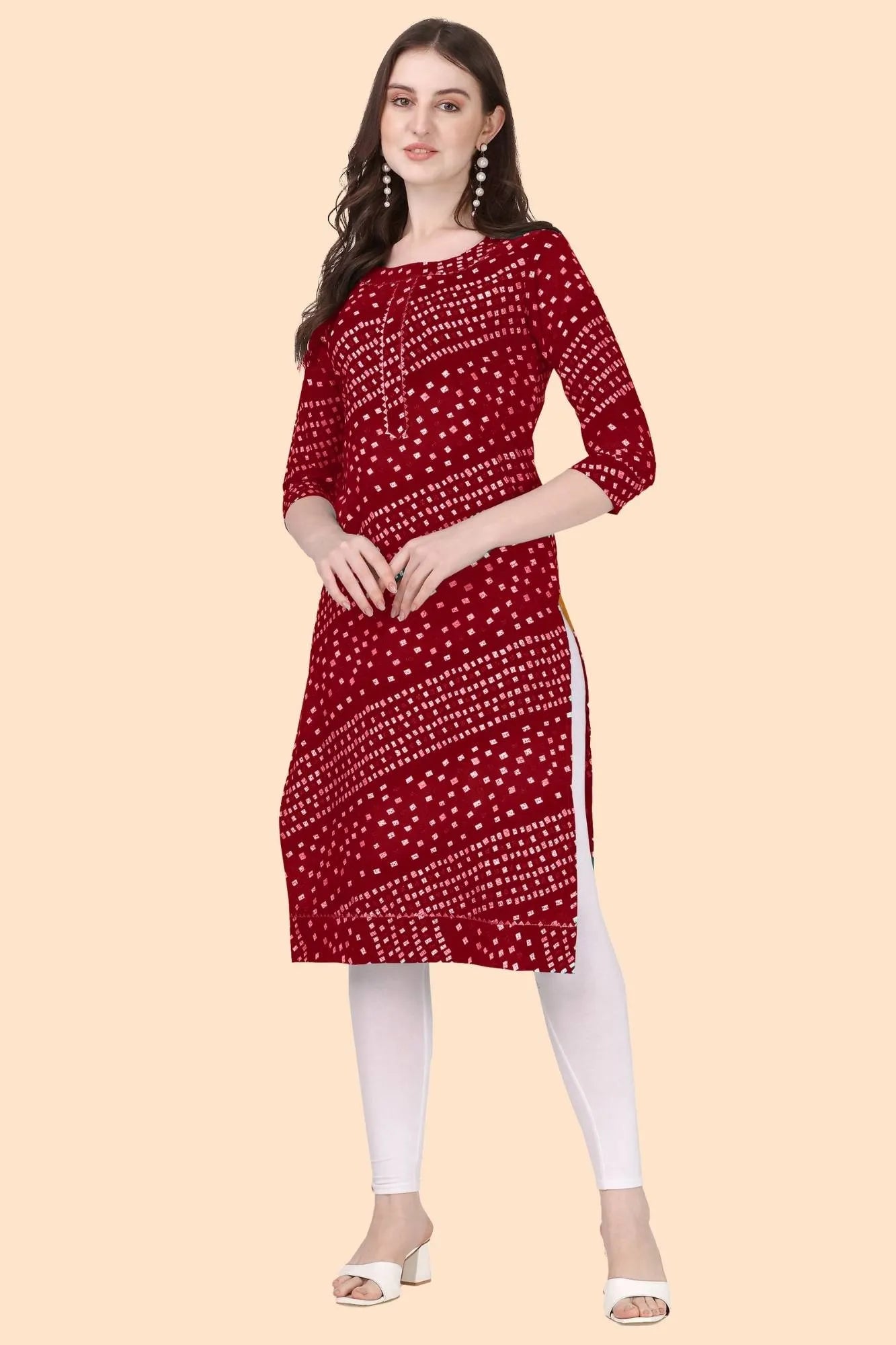 ZELZIS_Fashion_online_Shopping_Women_Maroon_bandhani_Regular_Premium_Crepe_Kurtis ZELZIS Fashion online Shopping Women Maroon bandhani Regular Premium Crepe Kurtis