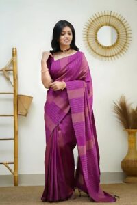 ZELZIS Fashion online Shopping Women Purple Latest Self Designer Jacquard Sarees With Unstich Blouse Piece