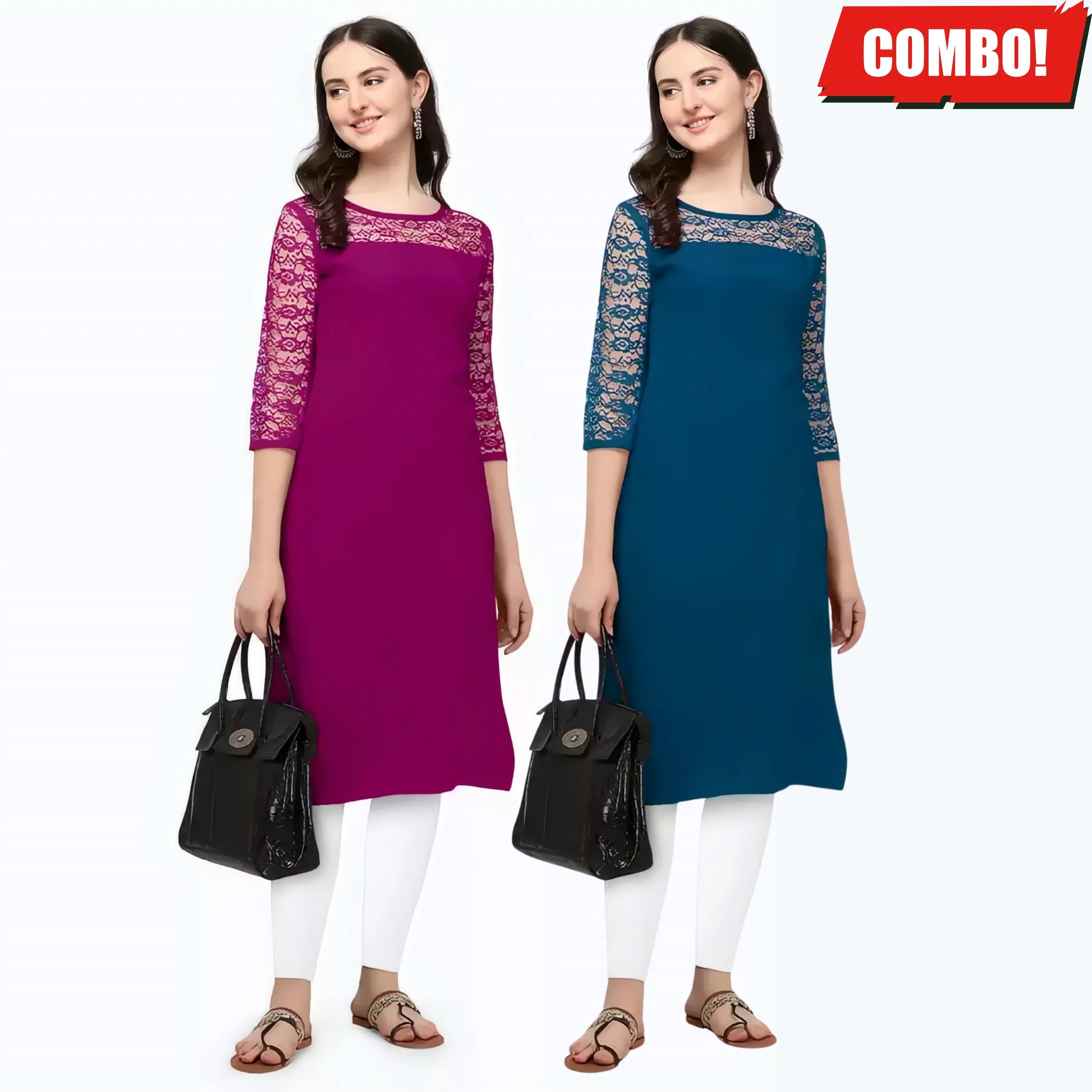 ZELZIS_Fashion_online_Shopping_Women_Purple_Teal_A-Line_Straight_Daily_Wear_Crepe_Combo_Kurtis ZELZIS Fashion online Shopping Women Purple & Teal A-Line Straight Daily Wear Crepe Combo Kurtis