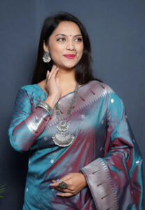 ZELZIS Fashion online Shopping Women Teal Premium Solid Silver Line Jacquard Sarees With Unstich Blouse Piece