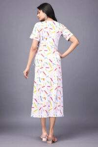 ZELZIS Women's Abstract Printed Knee-Length Dress