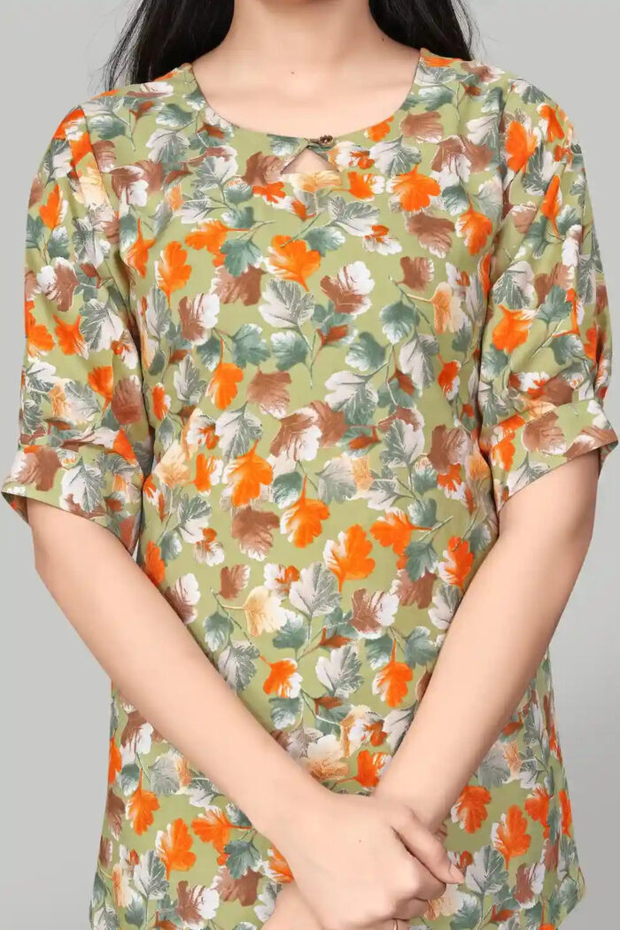 ZELZIS Women's Casual Green Tunic with Trendy V-Neck Design