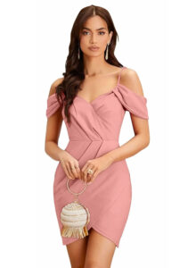 ZELZIS pink bodycon dress for women