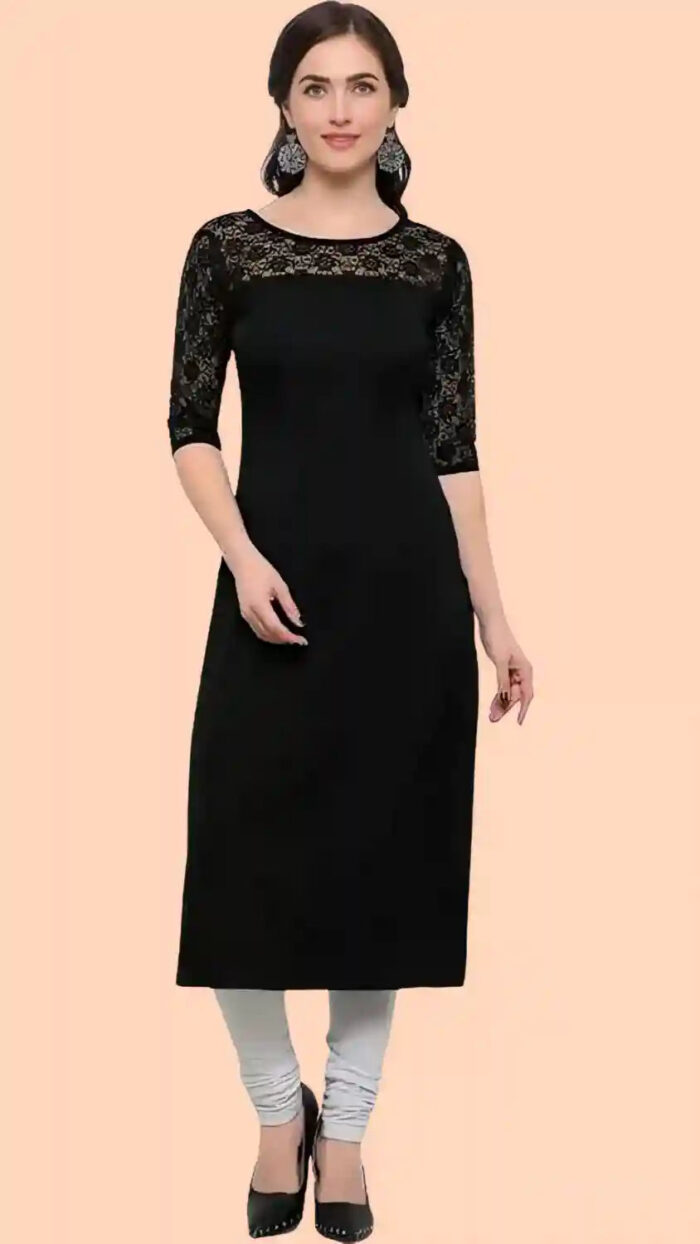 Zelzis women's black calf length kurti