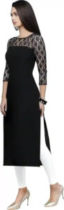 Zelzis women's black crepe kurtis combo solid pattern stylish outfit