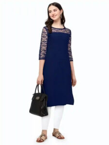 Zelzis women's blue crepe kurtis combo solid pattern daily wear